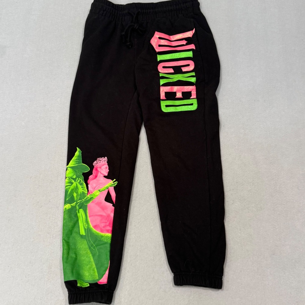 Wicked Sweatpants Women S Black Neon Elphaba Glinda Graphic Joggers